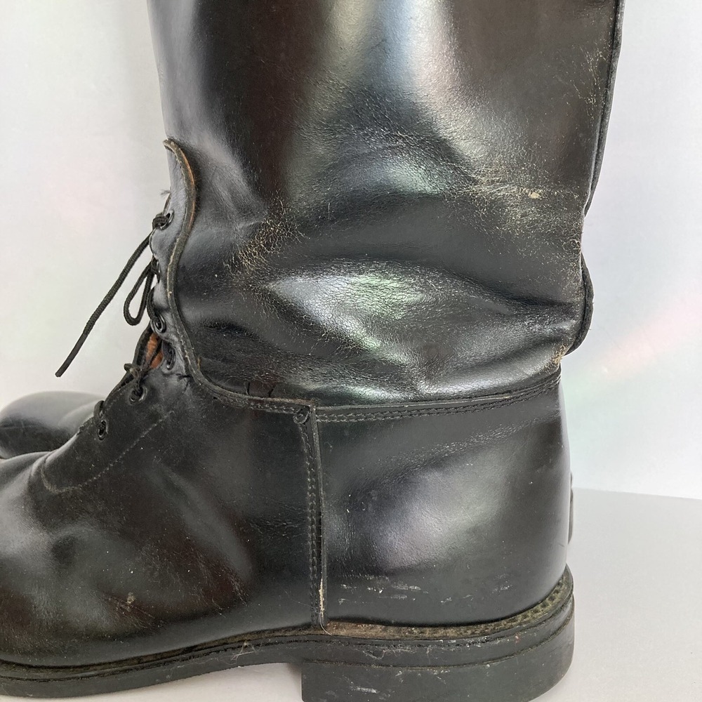 Vtg Service Riding Apparel Black Leather Boots 9.5 E Wide Yonkers NY Made in USA - Picture 10 of 16